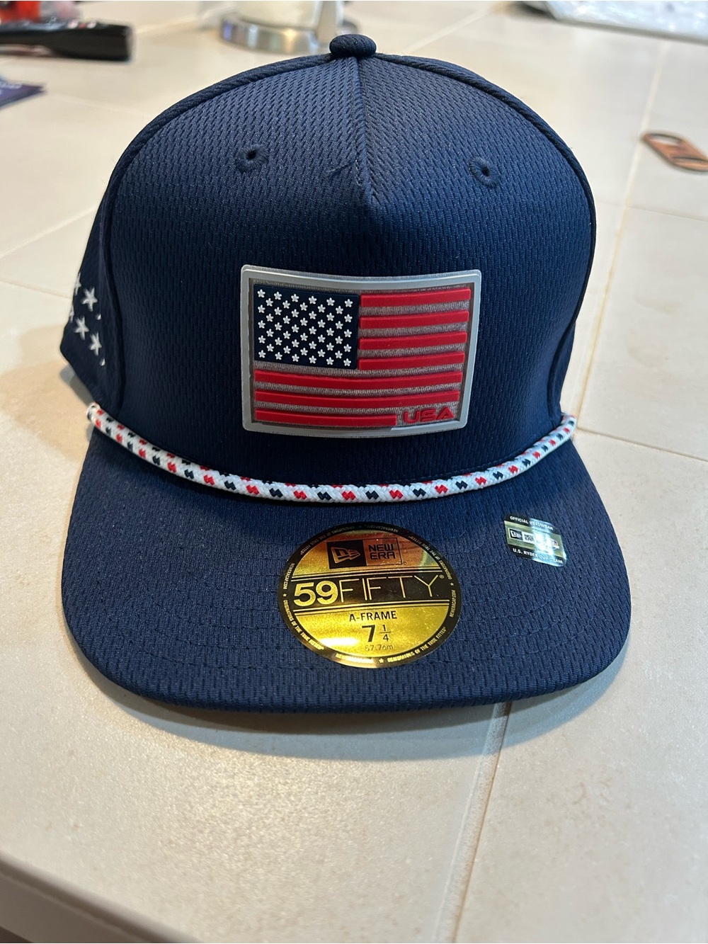 New Era 2025 Ryder Cup Navy USA Flag Fitted Cap - 7 1/4